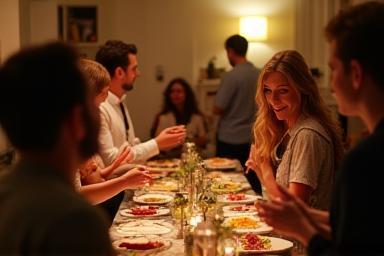 Private party with friends and catered food